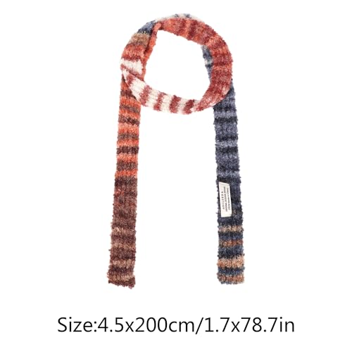LABANCA Women Skinny Stripped Scarf Winter Long Skinny Colorful Scarf Y2k Neckerchief Knitted Necktie2