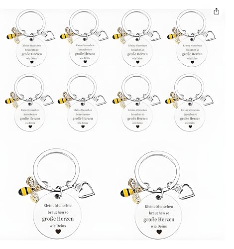 Pabbyeey 10 Stuks Bedankcadeau Juf Sleutelhanger, afscheidscadeau voor leraar en juffen