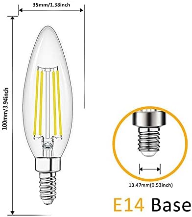 ZYUJIA E14 LED Candle Bulbs,C35 Small Screw Candelabra LED Light Bulbs Not Dimmable Cool White 6500K 6W Filament Bulb (Equivalent to 60W) 10 Packs - Image 4