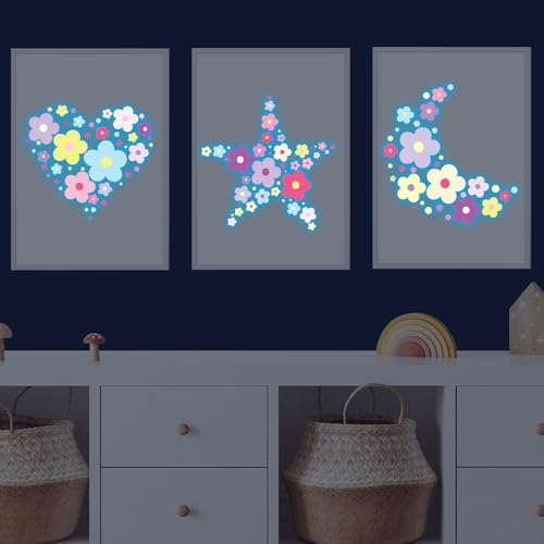 Glow in The Dark Y2k Cute Flowers Wall Decals,Glowing Luminous Colorful Floral Wall Stickers Colorful Removable self-Adhesive Preppy Hippie Stickers for Girls Bedroom (Lovely Color) by HSDSH - Used condition - Image 6