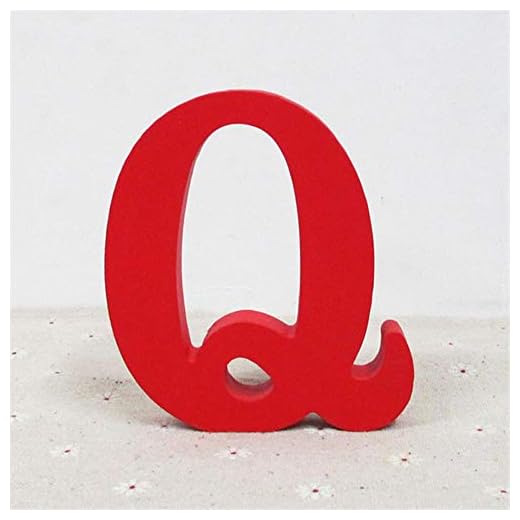 Ga-yinuo 1 st 10 x 10 cm röd träkonst hantverk fristående bröllop hjärta heminredning engelska bokstäver alfabet ord personlig namndesign Q
