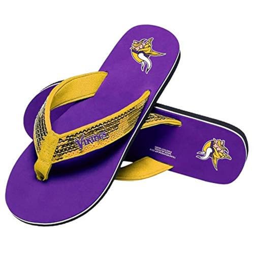 FOCO Sandalias Logotipo, Minnesota Vikings NFL-Chanclas con Lentejuelas, Talla S Mujeres, Color del Equipo, 5-6