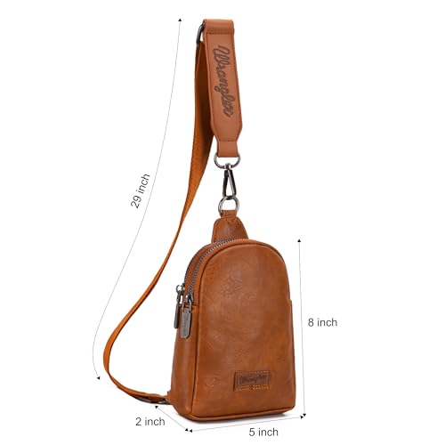 Image of Wrangler Small Sling Bag for Women, Leather Crossbody Bags Cross Body Purse Fanny Packs with Adjustable Strap for Gift
