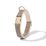 YUDOTE Tweed Dog Collar and Lead Set,Metal Buckle,Adjustable Durable Cotton Puppy Collar and Lead For Wedding Dog Wear, Dogs Neck 25-38cm,Lead 1.5 * 150cm Brown - Image 4