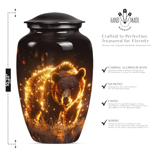 Image of Bear Urn - Cremation Urns for Men - Funeral Urns for Adult Ashes Women - Cremation Urns for Adult Ashes Men - Memorial Urn - Cremains Containers (10 inch Pack of 1)