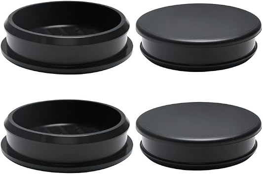 4 Pcs 60.6 mm Silicone Rubber Plugs Snap in Locking Hole Plugs for 2-3/8" Round Holes, Longer & Thicker Rubber Stoppers, Tube Pipe End Caps Bathtub Jet Covers, Waterproof Sealing Plugs,Black