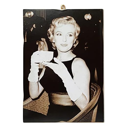 KUSTOM ART Cuadro cuadrado estilo vintage serie Attori & Caffè Marilyn Monroe impresión sobre madera 18 x 25 cm.