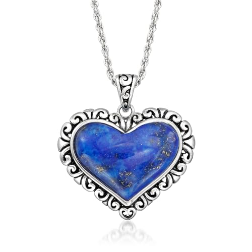 Ross-Simons Lapis Heart Pendant Necklace in Sterling Silver. 18 inches