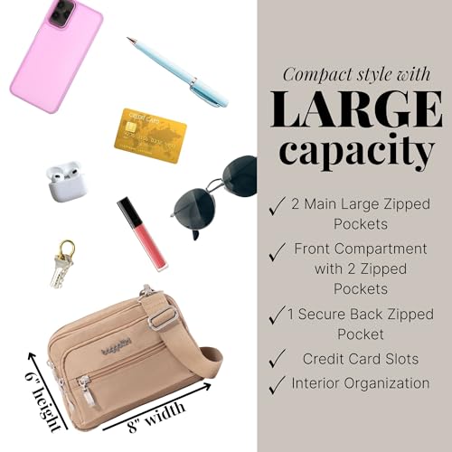 Baggallini Triple Zip Small Crossbody Bag