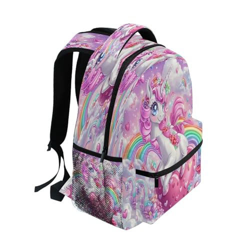 Unicorn Heart Rainbow Cloud Backpack for School Boys Girls Adults Kids Bookbag Laptop Bag 15L2