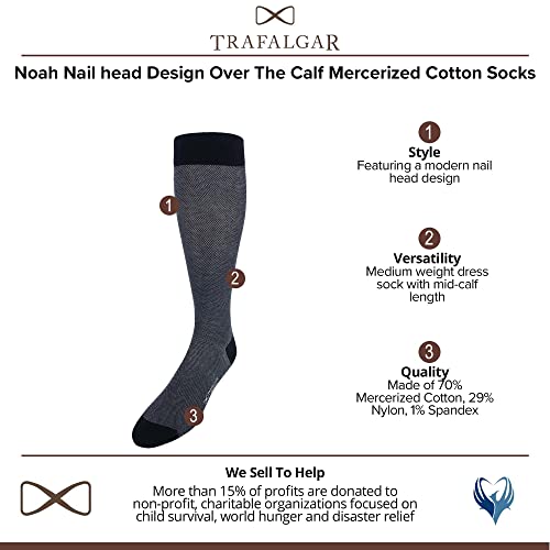 Trafalgar Men's Noah Nail head Design Over The Calf Mercerized Cotton Socks2