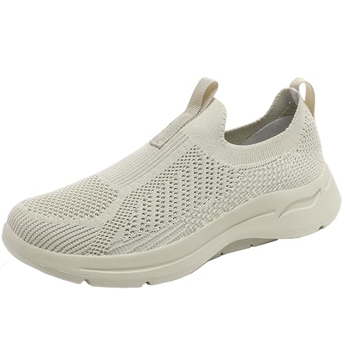 SJJH Zapatillas deportivas para hombre, ligeras, transpirables y con suela suave, beige, 46 EU