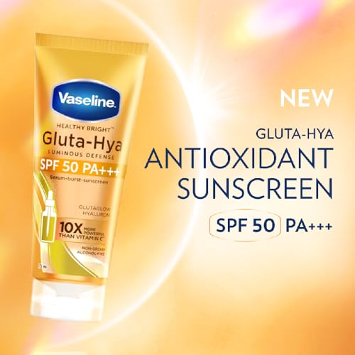 Image of Vaseline Gluta Hya - Antioxidant SPF 50 PA+++ Sunscreen for Face & Body | Glutathione & Hyaluronic Acid infused Sunscreen 175 ML
