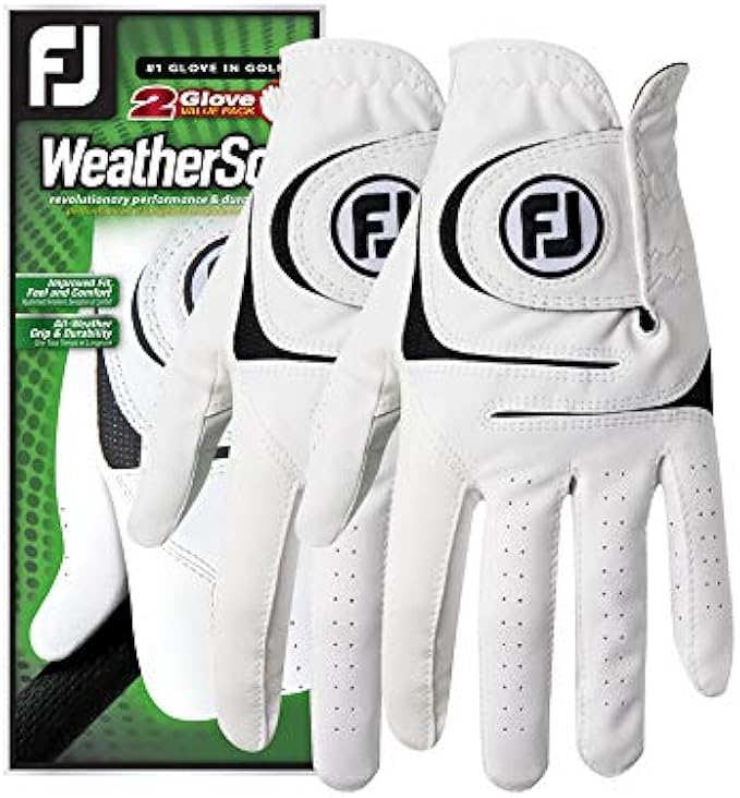 FootJoy Men's WeatherSof Golf Gloves, Pack of 2 (White)