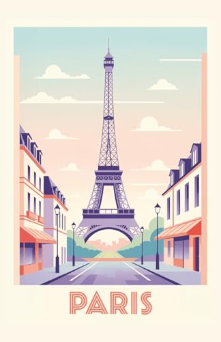Cuaderno Vintage París.: Libreta de notas estilo póster de viaje retro en colores pastel. Libreta de apuntes, tapa blanda, tamaño 5.5 x 8.5 in /140 × ... papelería retro | 48 hojas, 96 pág. rayadas.