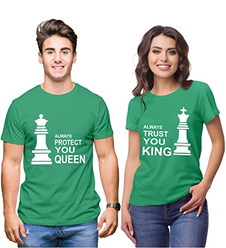Image of Hangout Hub Hangout-Hub-NP18 Men's & Women's Round Neck T-Shirt-Together Forever | Always Protec Trust King Queen-Pack of 2-Couple T-Shirts