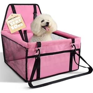 CIMOYBAI Siège Auto pour Chien, Extra Stable, pour Chiens de Petite à Moyenne Taille, Tissu Oxford, Respirant, Lavable, Pliable (Rosa)
