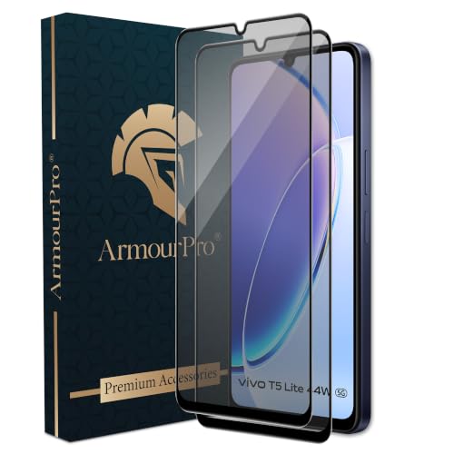 Image of ArmourPro Anti-Glare Matte Tempered Glass for Vivo T5 Lite, Pack of 2 - Anti Fingerprint Screen Protector, 9H Scratch Resistant, Smooth Touch, Full Edge to Edge Coverage