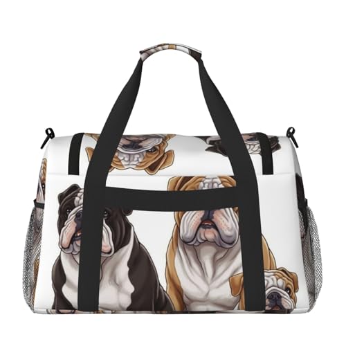 English Bulldogs Travel Duffel Bag Lightweight Waterproof Carry On Tote Bag Foldable Weekender Overnight Bags Sport Gym Bag For Women Men2