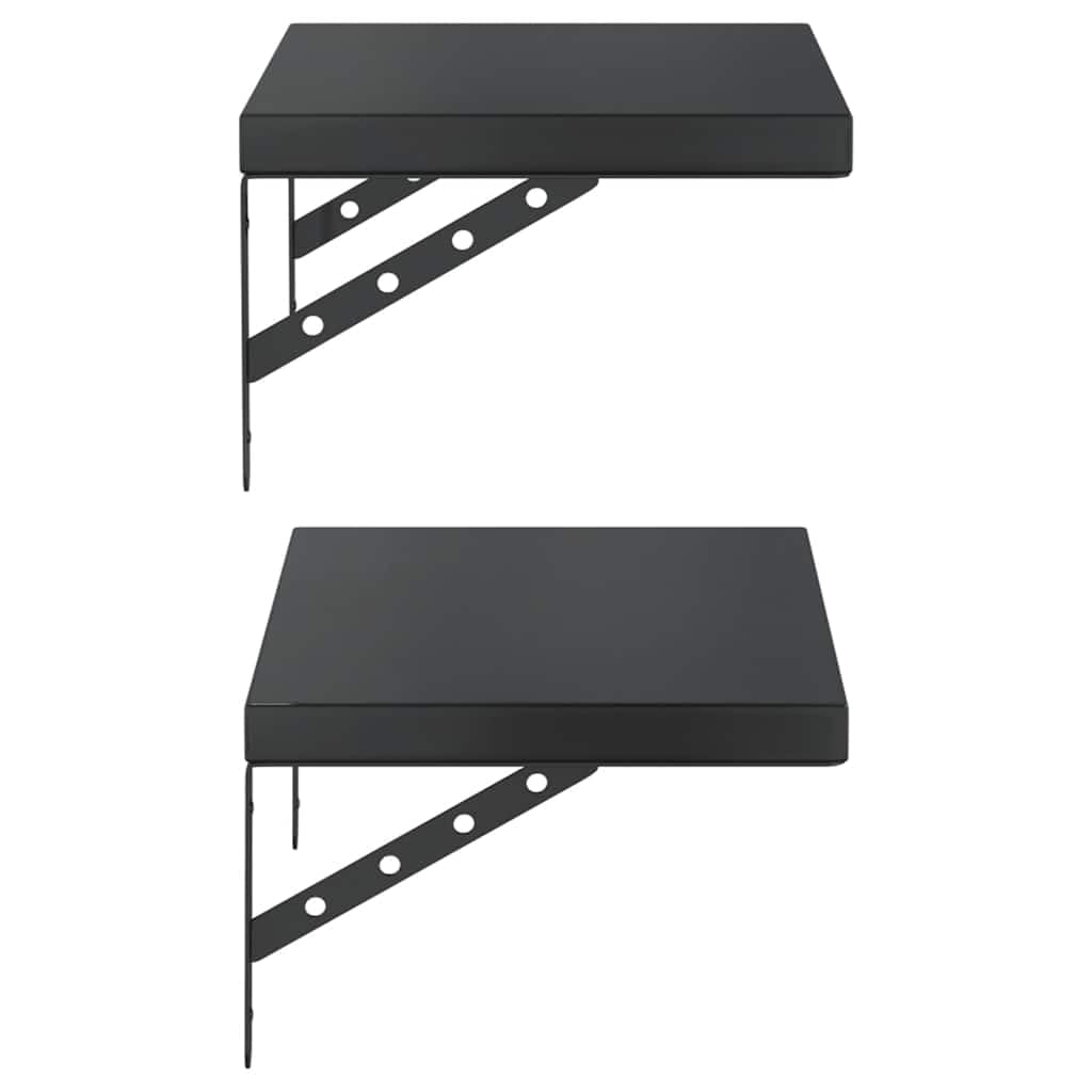 Generisch Wandregale 2 STK. 50x30 cm Schwarz Edelstahl,Möbel,Regalsysteme,Wandregale-3214518