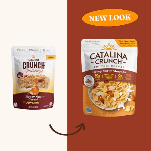 Catalina Crunch Protein Cereal | Breakfast Cereal with 10g of Protein, No Added Sugar | Gluten Free, Keto Friendly | Variety Pack Blueberry Muffin & Honey Nut (Pack of 4) - Packaging May Vary
