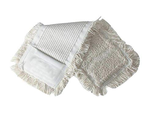Juego de fregona de acero inoxidable de 3 piezas – 50 cm – Soporte plegable de acero inoxidable + mopa + mango telescópico (2, flecos)