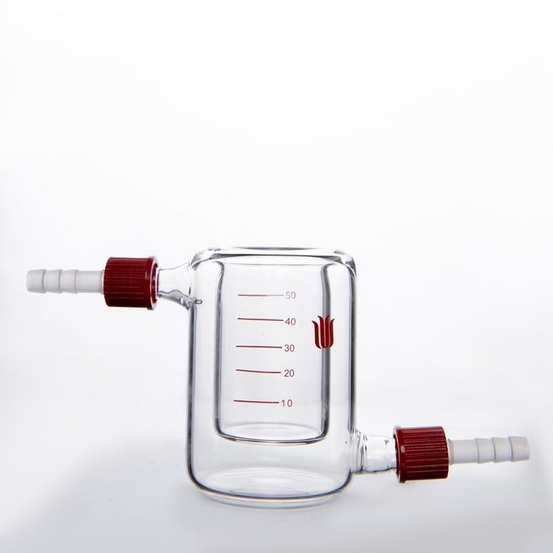 Vaso de precipitados para chaqueta, 50 ml, 100 ml, 250 ml, 500 ml, 1000 ml, 2000 ml, con boquilla pequeña desmontable GL14 mm, vidrio de borosilicato, B18 (500 mL-B180500Z)