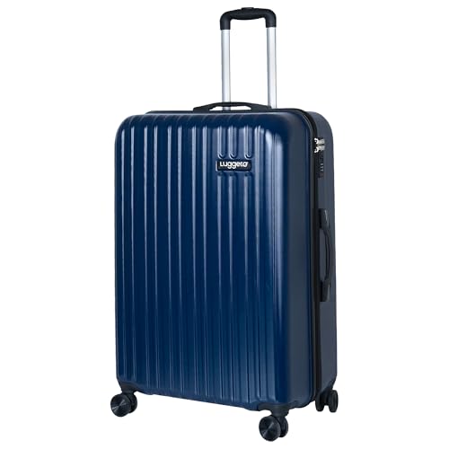 Image of Luggero- Classic Light-Weight & Durable Polycarbonate DEEP Blue Unisex Hard Luggage| Large - 71cm|8 Smooth Spinner TPV Wheels Outer Combi Lock | Trolley Bag