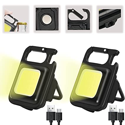Wagela COB Small Flashlights 1000 Lumens Mini Keychain Flashlight, Rechargeable cob Keychain Work Light with Folding Bracket Bottle Opener for Fishing Walking Camping (Pack Off 1) (B0BWJMQMDT) Amazon Price History, Amazon Price Tracker