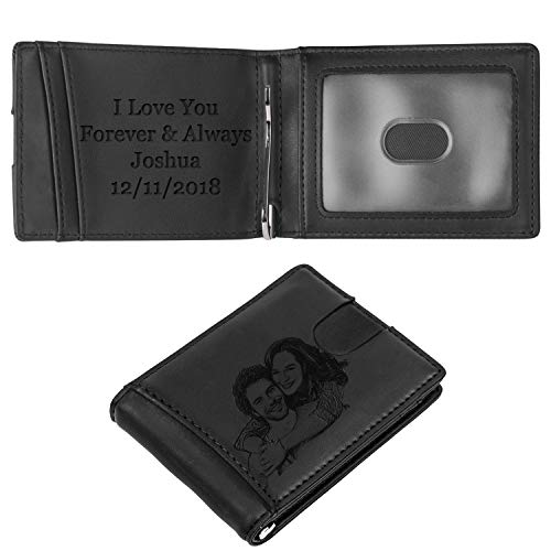ABIsedrin Personalizado De Foto Cartera,Cartera Minimalista Hombre, Cartera RFID, Plegable Cuero Monedero,Cartera Grabada