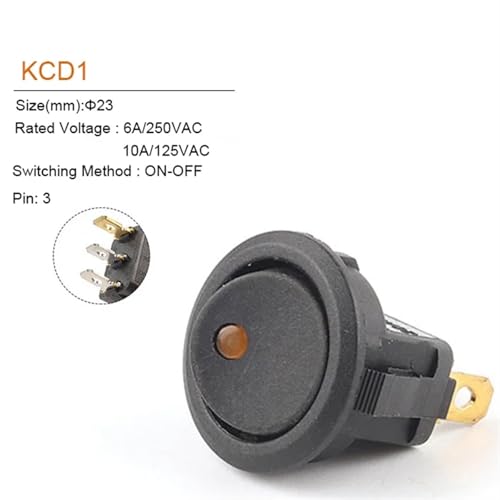 Interruptor basculante redondo de 23 mm para sustitución de paneles en coches y barcos 2
