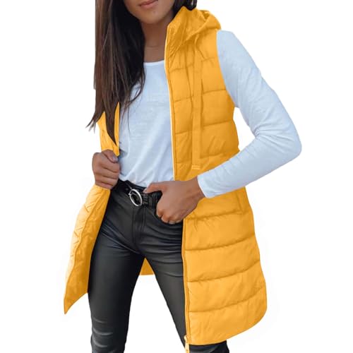 Long Puffer Vest Women Lightweight Hoodie Jacket Casual Winter Tops 2026 - image 1