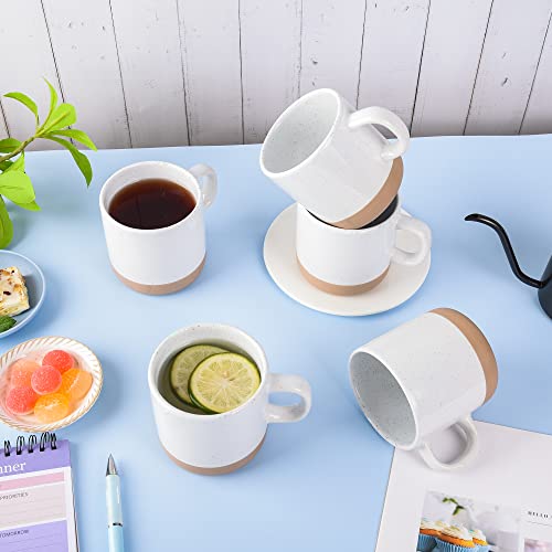 BYCNZB 12 oz Coffee Mug Set for 6, Tea Cups with Handle for Coffee, Tea, Cocoa, Milk (White)