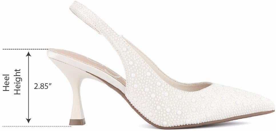 Sugar Women’s Slingback Kitten Heels – Pointed Toe Dress Shoes with Pearl or Bow Detail, Low Heels for Parties, Weddings, or Evening Wear - Image 2