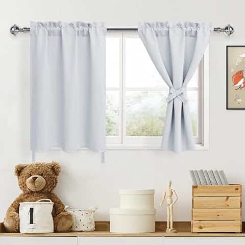 DWCN Greyish White Room Darkening Curtains Cover