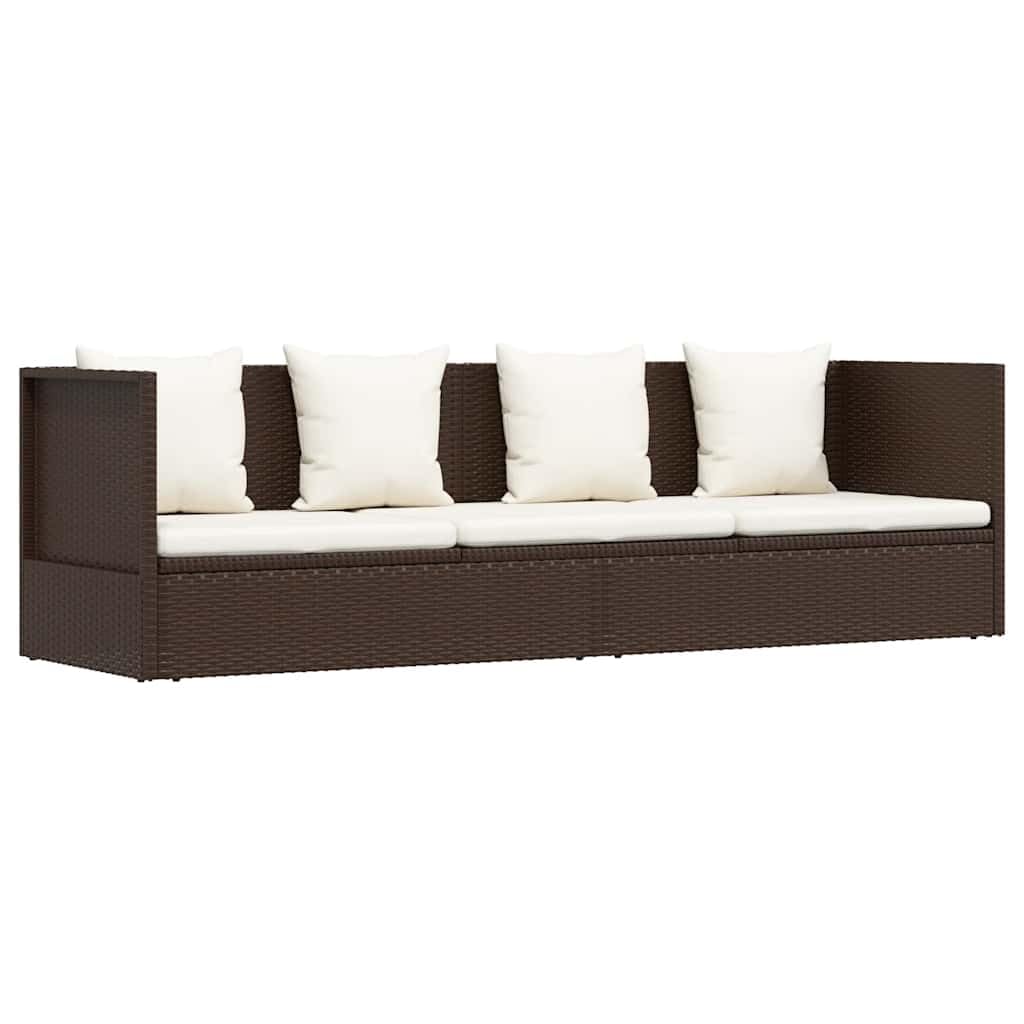 vidaXL Tumbona Sofá de Jardín con Cojines Sillón Silla Patio Exterior Aire Libre Balcón Asiento Decoración Mueble Comedor Restaurante Ratán Sintético Marrón