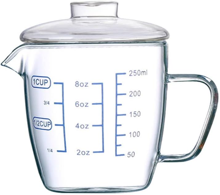 超人気 専門店 Ounona 計量カップ 耐熱ガラス 目盛り付き ウォーターカップ ミルクカップ おしゃれ 蓋付き 取手付き お茶 ジュースカップ マグカップ コーヒーカップ Wisp Mx