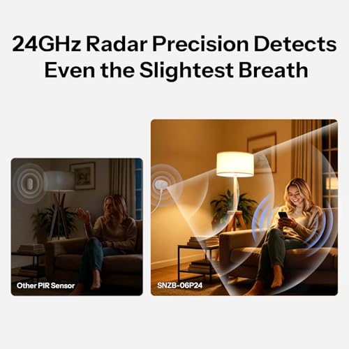 Image of SONOFF SNZB-06P24 Zigbee Presence Sensor, 24GHz mmWave & Light Sensor, Zone Positioning, Self-Learning Calibration, Ceiling Mount, Works with Home Assistant, Alexa, SmartThings, Hub Required