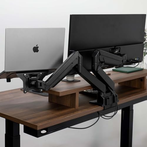 Image of Desky Universal Laptop Mount - Adjustable VESA-Compatible Holder for 10 inch-17 inch Laptops, Fits 75x75 & 100x100mm Monitor Arms, Anti-Slip Pads, Ventilated Tray - Black