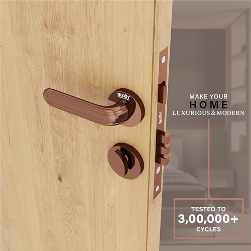 Image of GLOXY Mortise Knob Locks for Main Door, Mortise Door Lock, Door Set with 3 Brass Keys, Bedroom Door Lock, Handle Lock for Kitchen, Balcony| Rose Gold Finish (2 Years Warranty, Pack of 1)