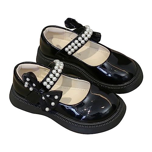 Kids Girls Shoes Spring/Autumn Solid Color Thick Sole Bright Pearl Bow Casual Shoes Party Birthday School Baby Sandals