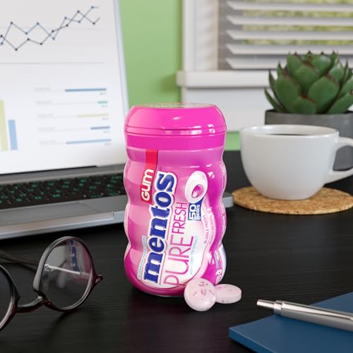 Image of Mentos Pure Fresh Sugar Free Gum With Xylitol Sweetener, Bubble Fresh, 90% Recyclable Curvy Bottle, 50 Pieces per Bottle, 6 Pack