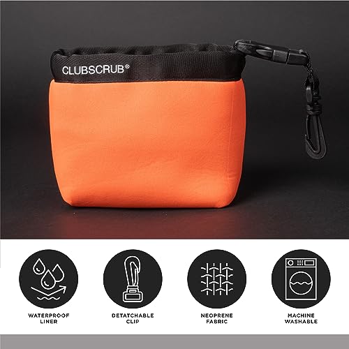 Image of Club Scrub Golf Club and Golf Ball Cleaning Bag, Waterproof Clean Face Technology Liner, Detachable Clip, Machine Washable, Cleans Club Grooves, Dry Exterior (Neoprene or Microfiber Option Available)