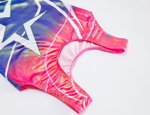 TENVDA Gymnastics Leotards for Girls 5-12 Years Old Sparkly Dance Tumbling Outfit Matching Shorts Set