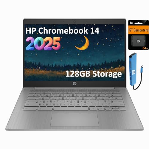 HP Chromebook 14 Laptop (14' Anti-glare, Intel 4-Core Celeron N4120, 4GB RAM, 128GB Storage...