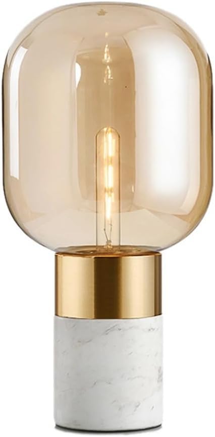 Piccola lampada da tavolo, Lampade da tavolo con filo in vetro ambrato, arte industriale Plug E27 portatile Vintage lettura luce ristorante