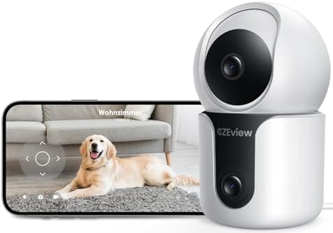 Überwachungskamera Innen mit 2K+2K Dual-Linsen, Nachtsicht, 2,4 &...