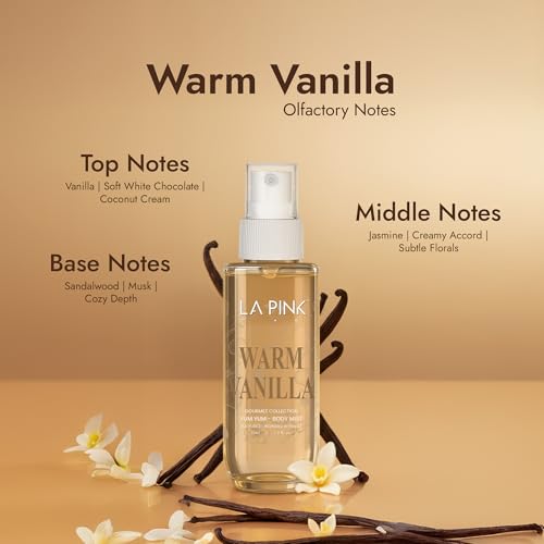 Image of LA PINK Warm Vanilla & Lychee Love Body Mist Perfume Combo | Citrus, Musk, Chocolate, Coconut & Jasmine | Skin-Friendly Unisex Long-Lasting Fragrance Spray | Lasts Up to 6 Hours | 50ml Each