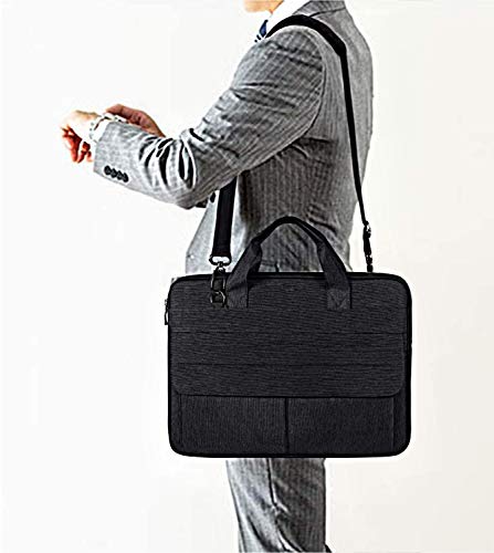 Image of Dynotrek Skid 15.6 inch Laptop Sleeve Case, with Detachual Shoulder Straps Shockproof Cover, Accessory Pocket, Briefcase Computer Hand Bag, Compatible for HP, ASUS, Dell, Acer -Charcoal Black