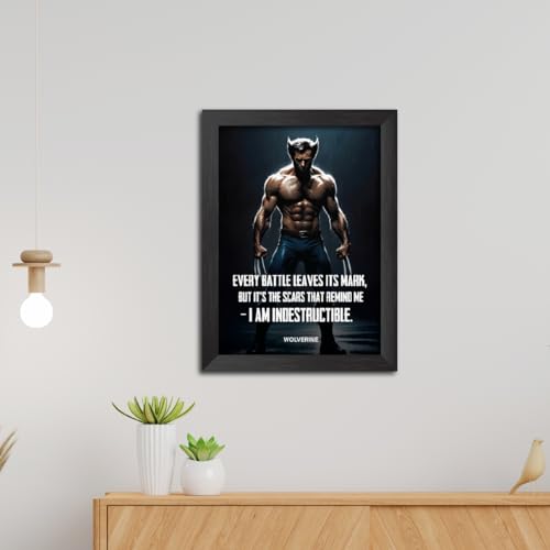 Image of TenorArts Wolverine Poster with Quotes Comics Photo Frame Painting With Black Wooden Textures (12inches x 9inches)